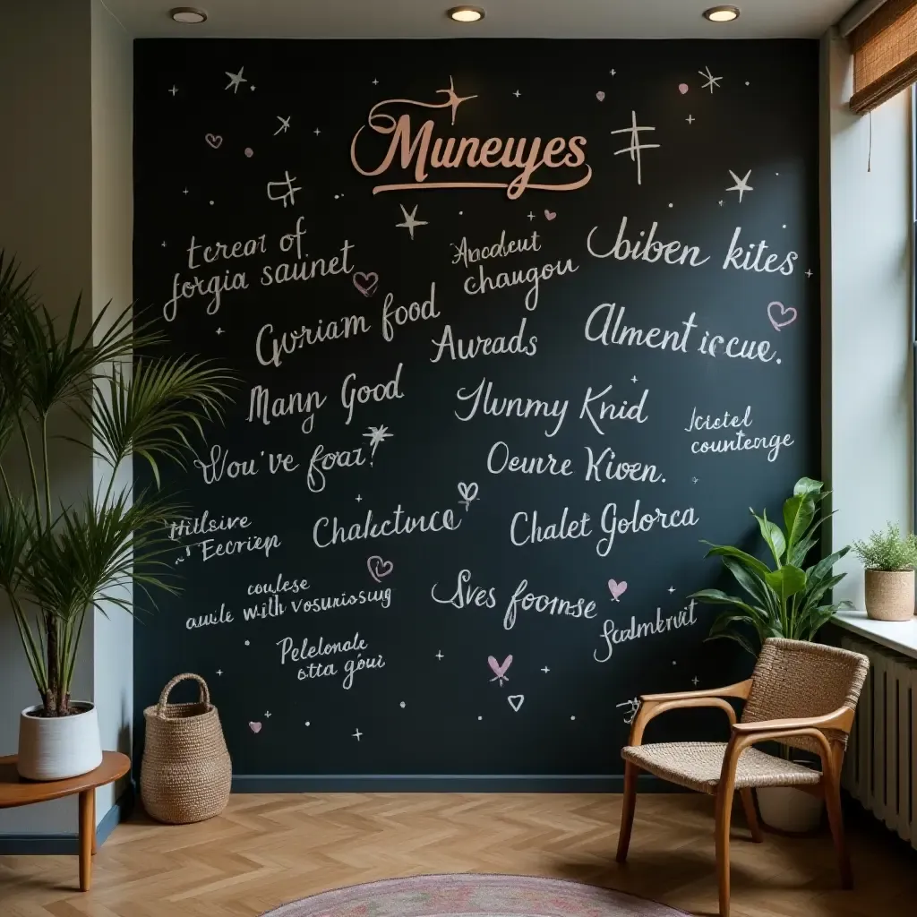 a photo of a creative chalkboard wall for messages and notes