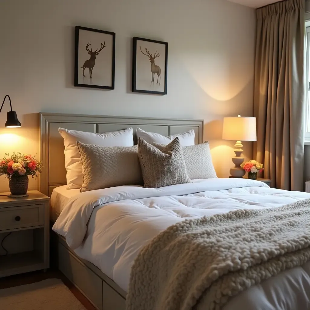 a photo of a teen bedroom with throw pillows adding warmth and comfort