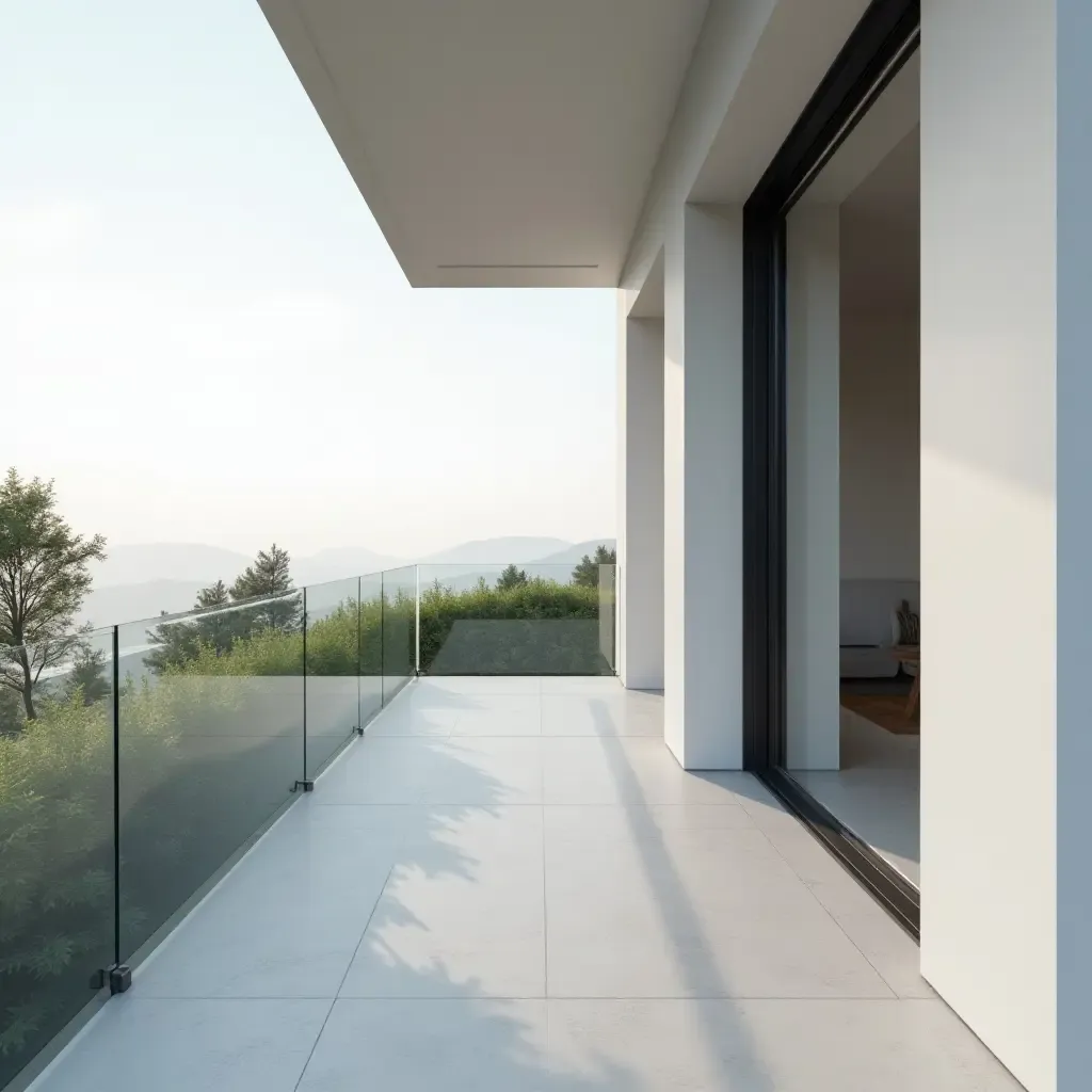 a photo of a contemporary balcony with a minimalist design and sleek lines