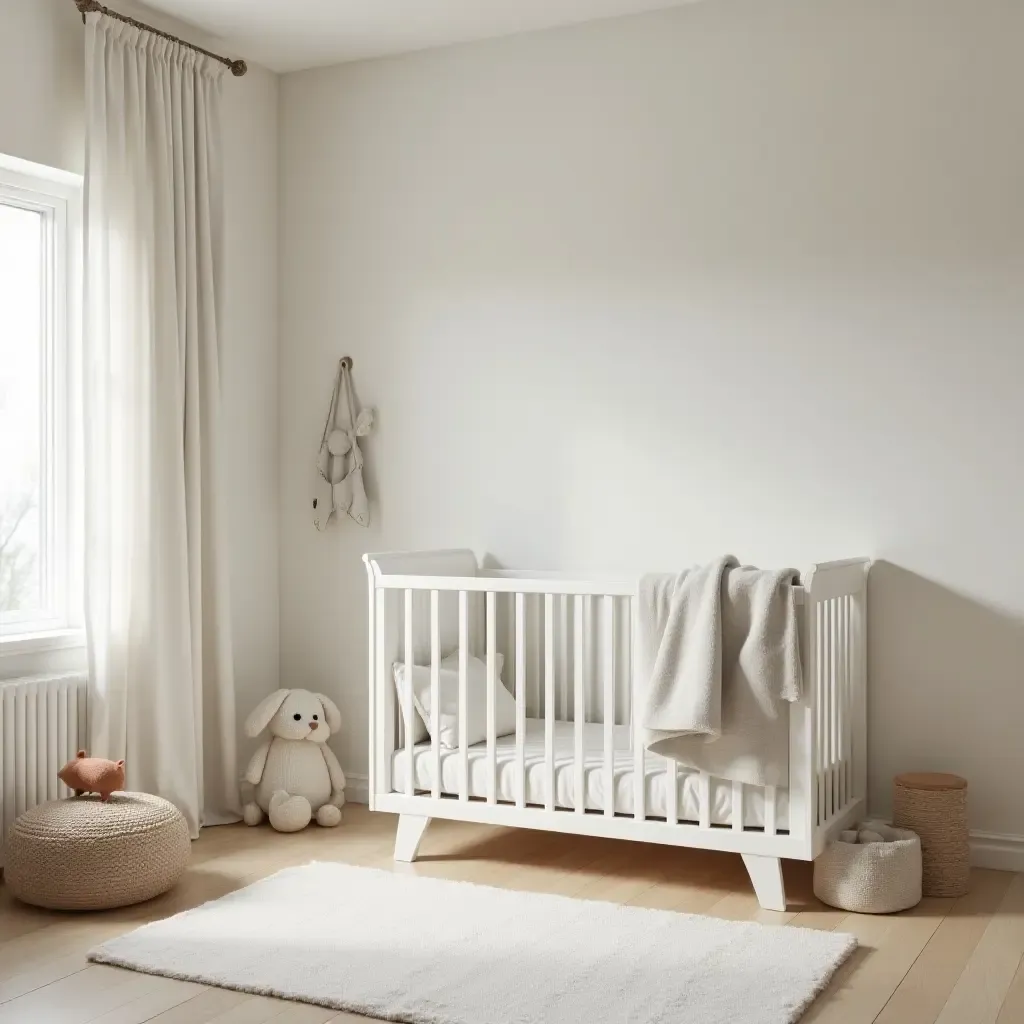 a photo of a serene baby room with a monochromatic color scheme