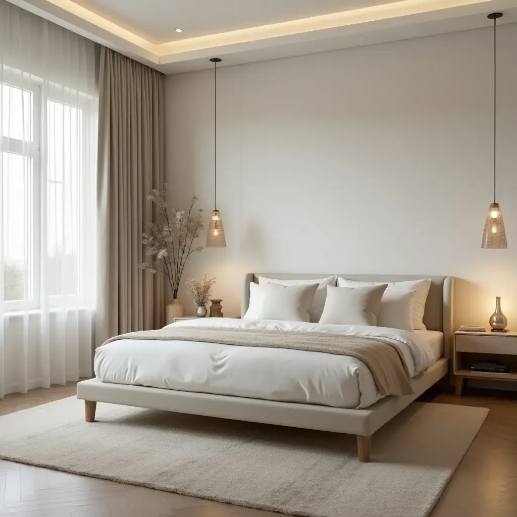 a photo of a tranquil bedroom with a focus on comfort and simplicity