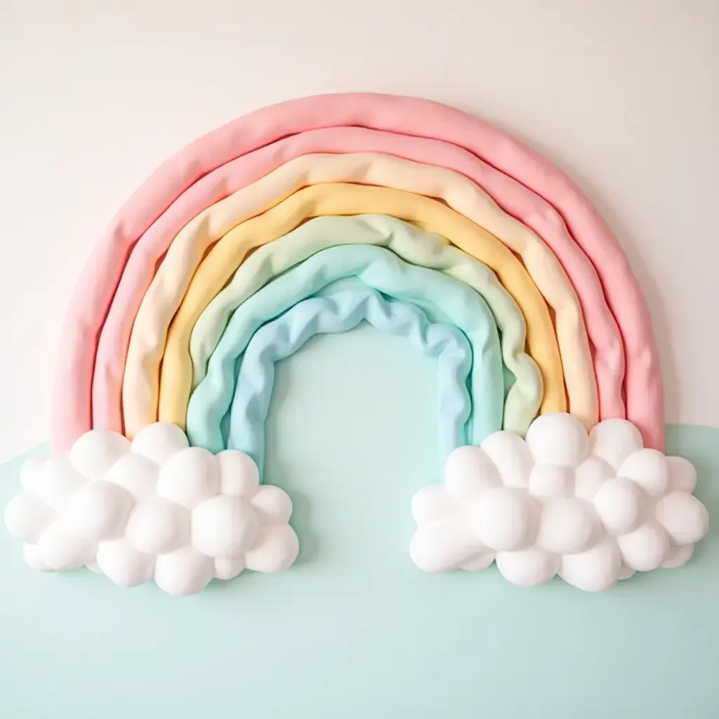 a photo of a dreamy pastel rainbow wall art