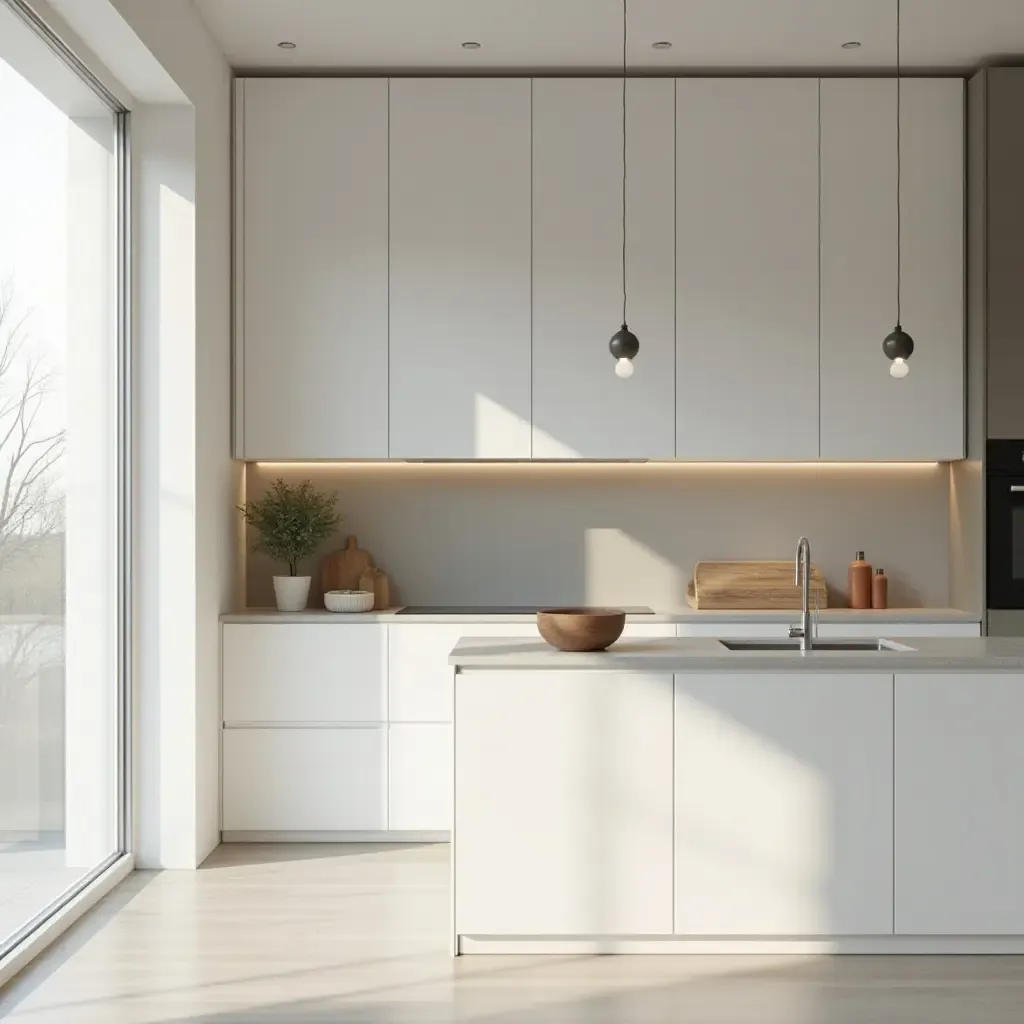 a photo of a minimalist kitchen with a focus on functionality and simplicity