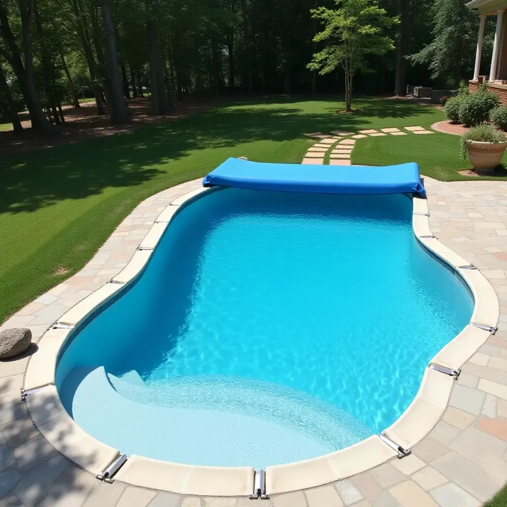 a photo of a small pool with a retractable cover for versatility