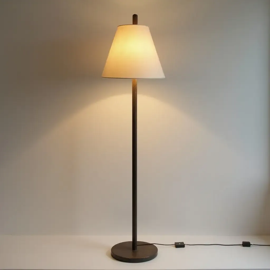 a photo of a contemporary floor lamp with an industrial design