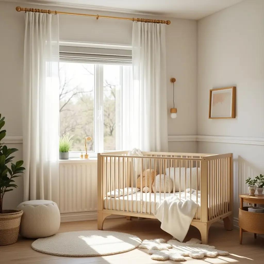 a photo of a nursery with a cozy ambiance and natural light