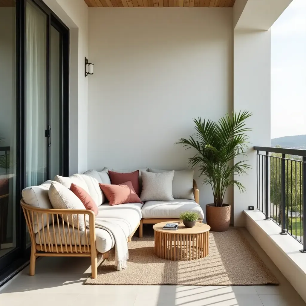 a photo of a balcony with throw pillows creating a relaxing vibe