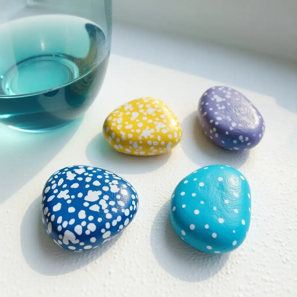 a photo of DIY painted rocks as pool decorations