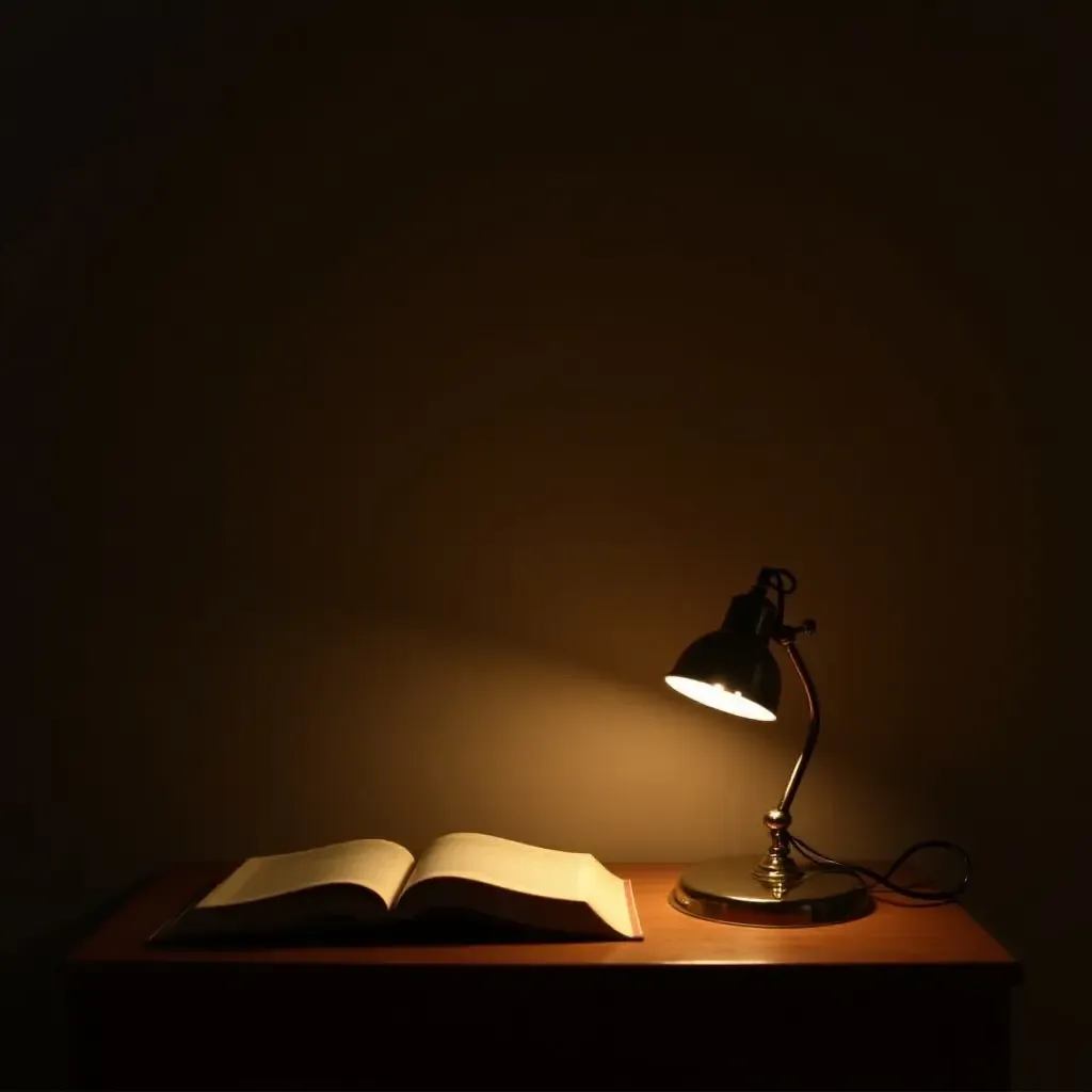 a photo of a vintage lamp illuminating a cozy reading space