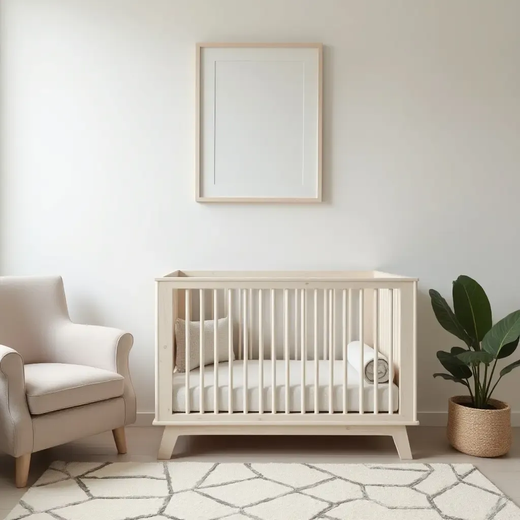 a photo of a nursery with a chic storage ottoman