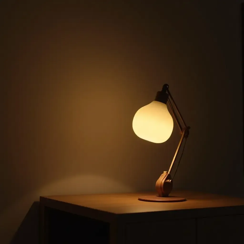 a photo of a retro lamp illuminating a stylish workspace