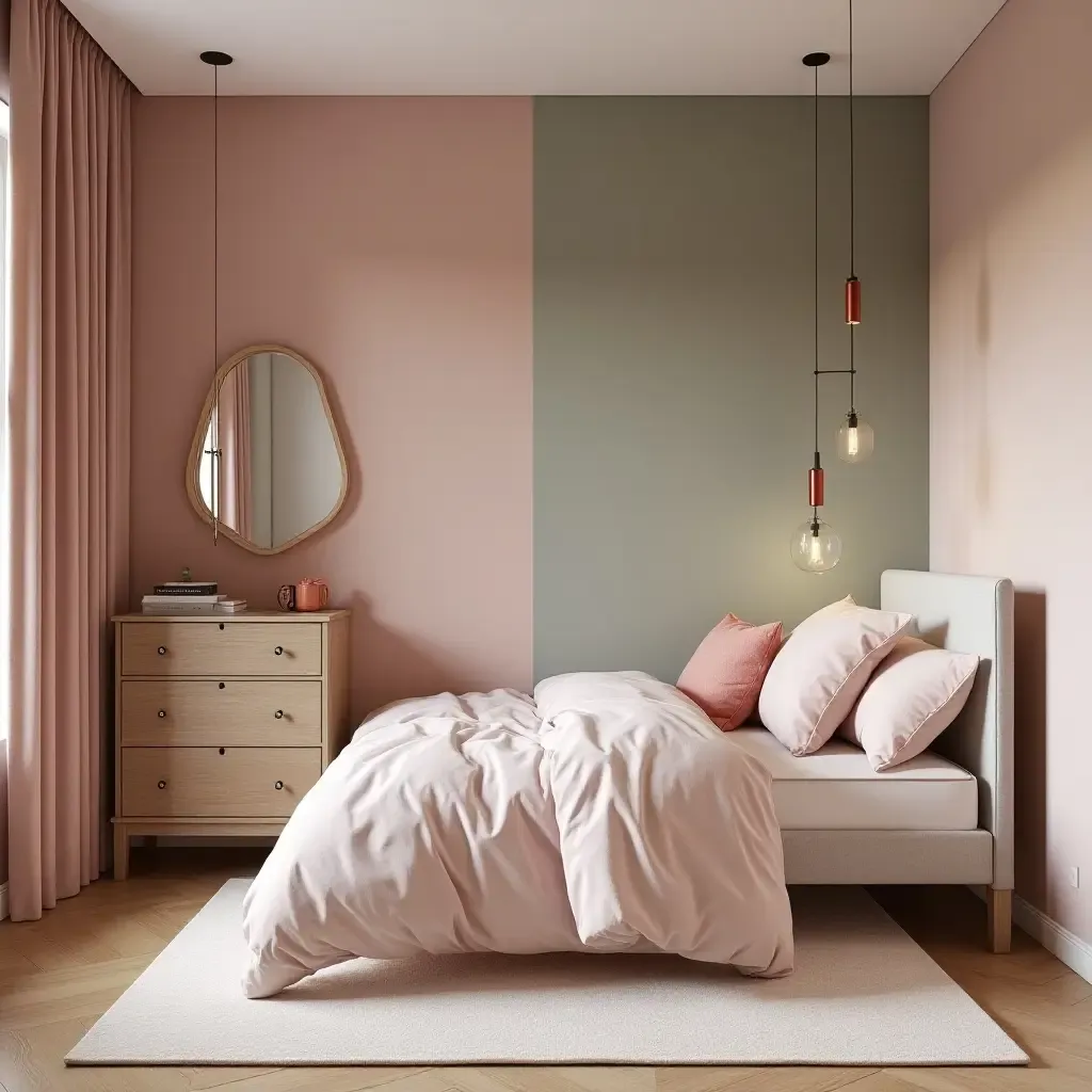 a photo of a trendy kids&#x27; bedroom with a glamorous color palette