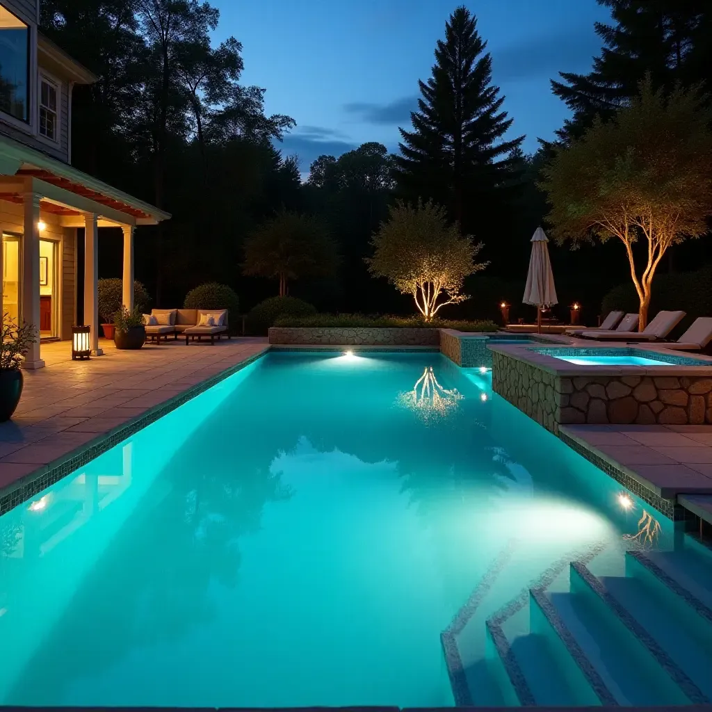 a photo of a small pool with a built-in spa for luxury