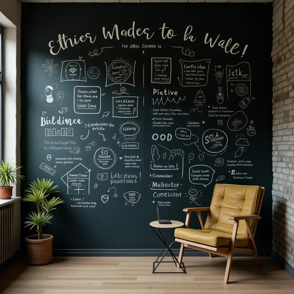 a photo of a chalkboard wall for notes and doodles