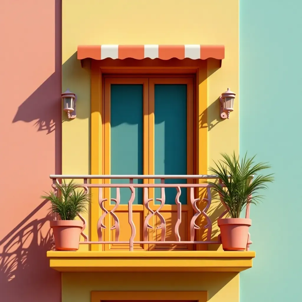 a photo of a playful balcony with bright colors and fun accessories