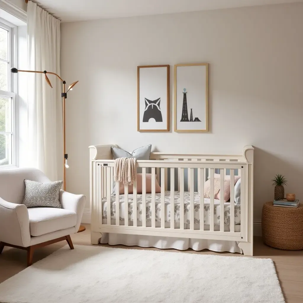 a photo of a playful nursery with glamorous accents and fun decor