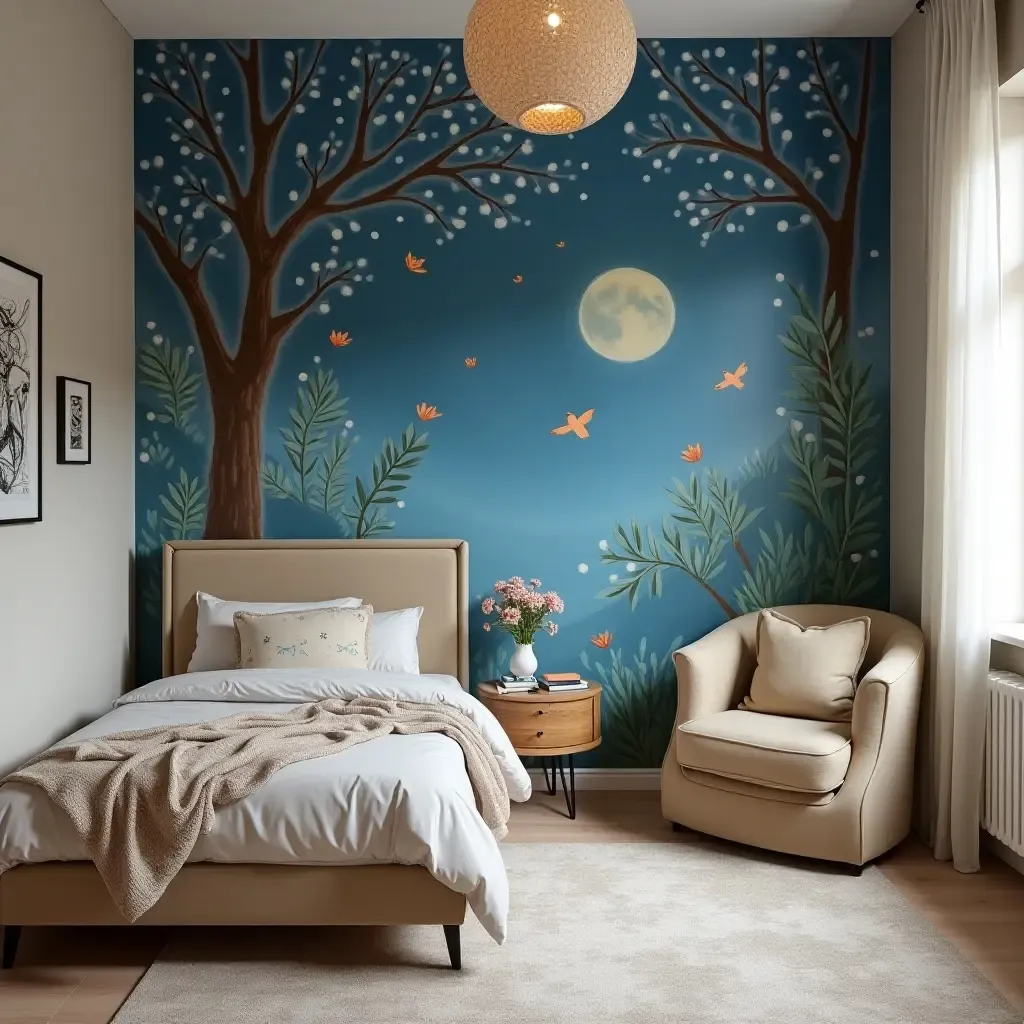 a photo of a chalk art mural in a children&#x27;s bedroom