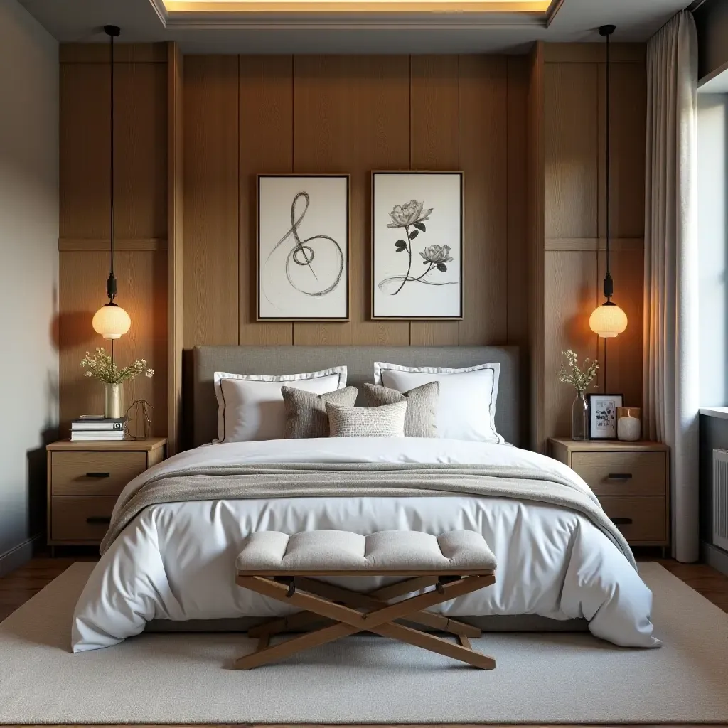 a photo of a rustic teen bedroom featuring metallic accents in wood and decor