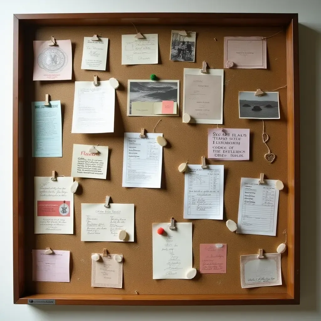 a photo of a retro-style bulletin board filled with memories