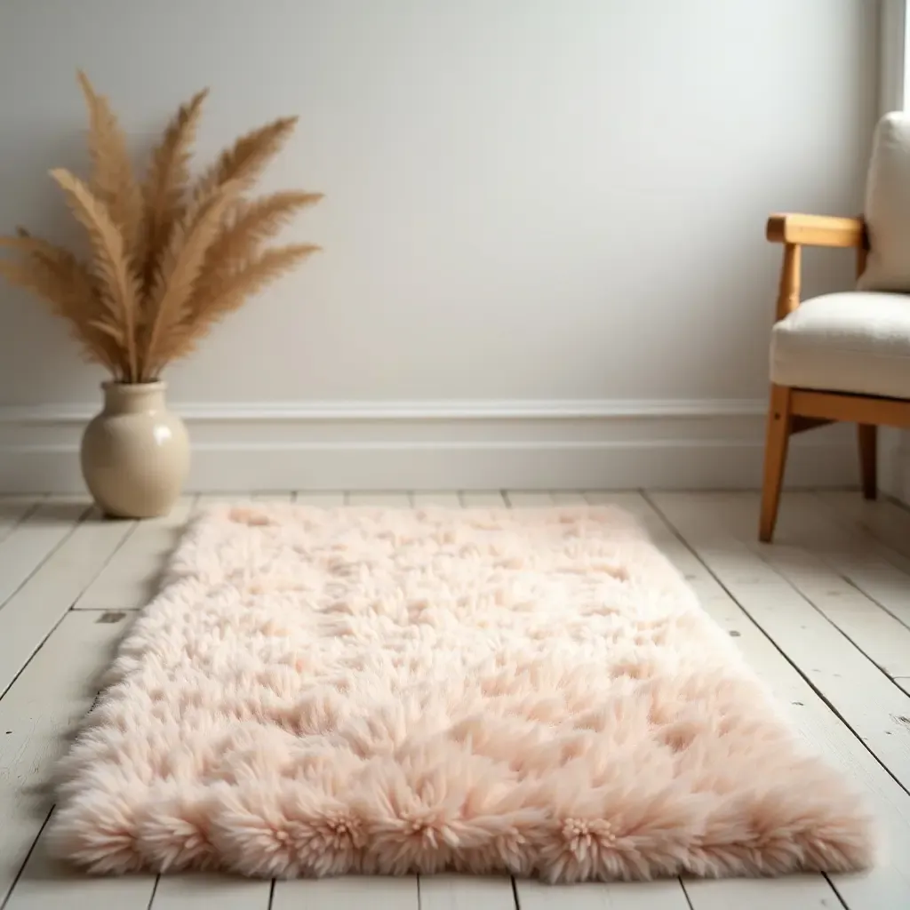 a photo of a soft, pastel-colored rug in a serene environment