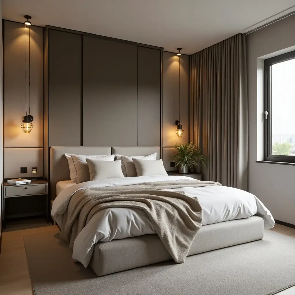 a photo of a small bedroom using vertical space effectively