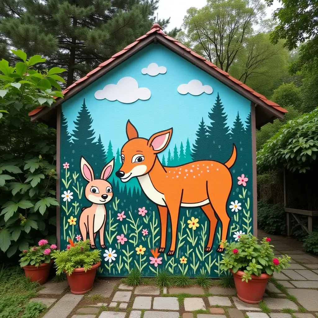 a photo of a mural featuring local wildlife in a garden