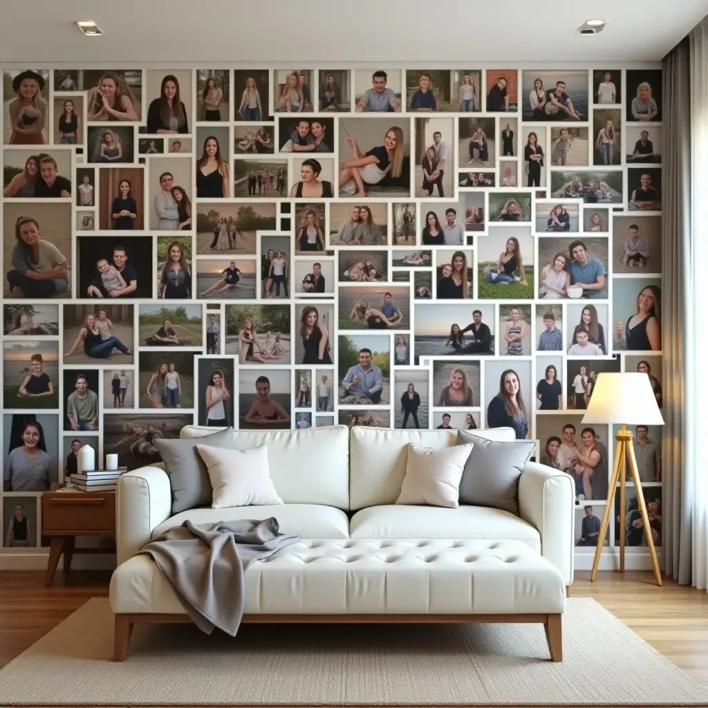 a photo of a photo mural covering an entire wall with personal memories