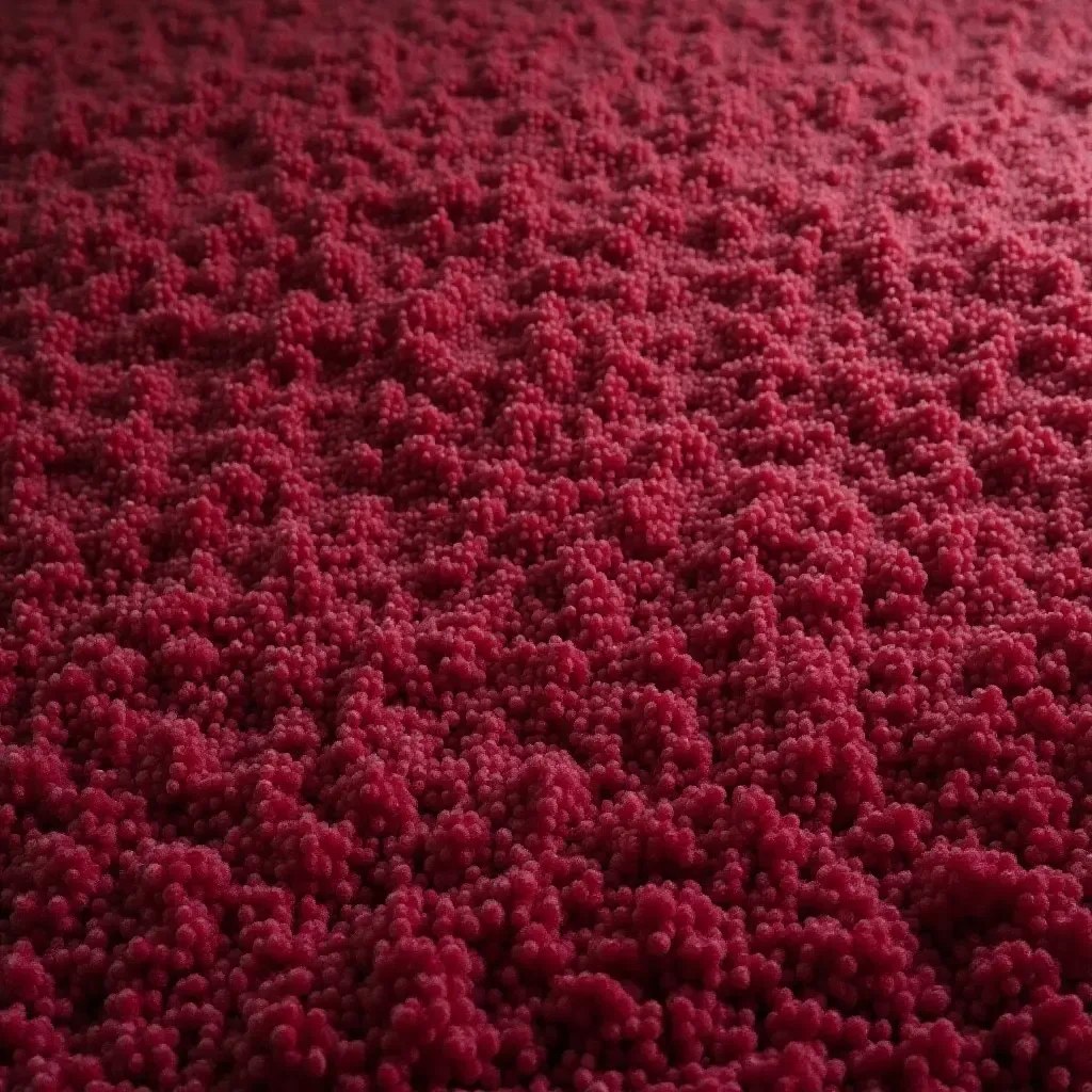 a photo of a luxe velvet rug in deep jewel tones