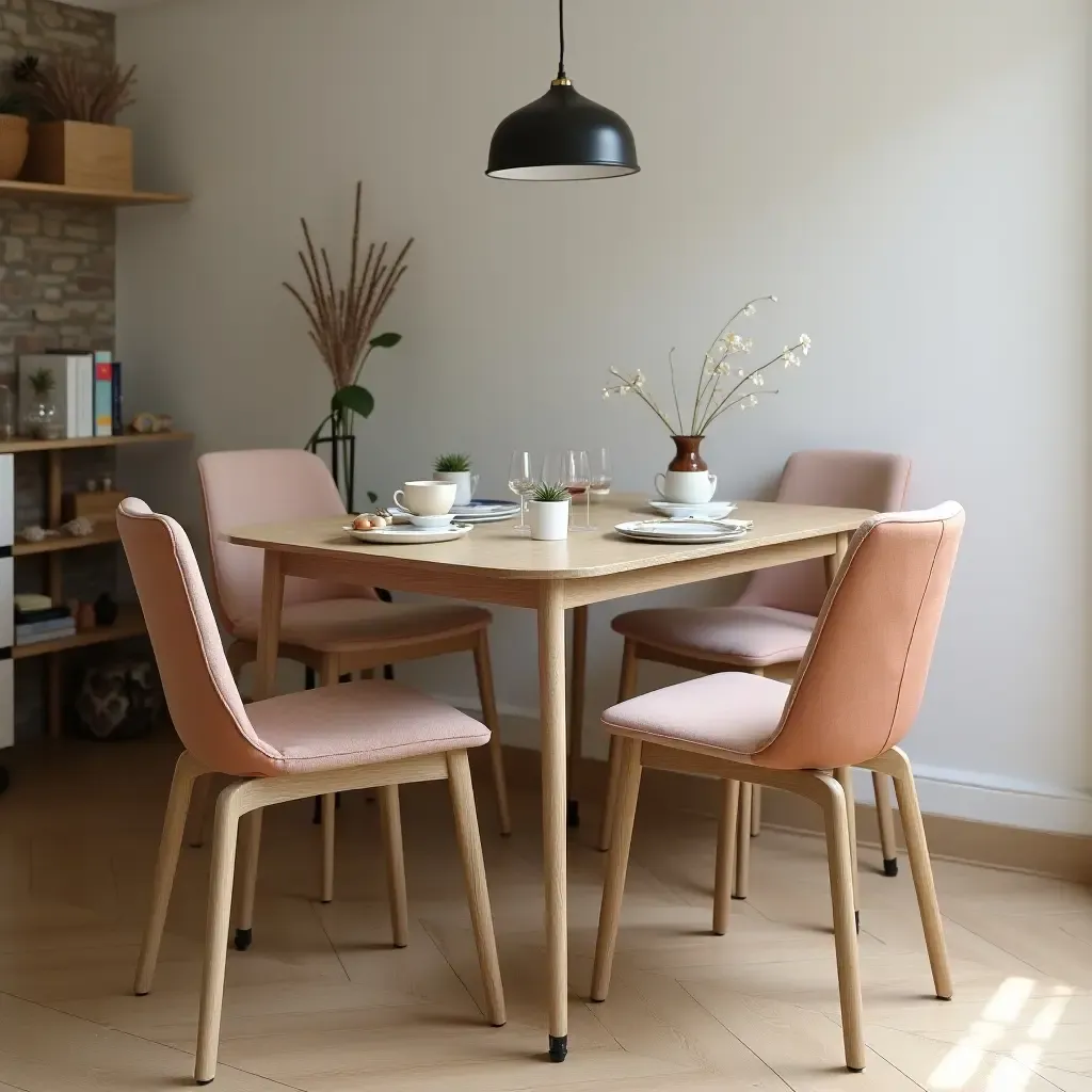 a photo of a compact dining table that fits small spaces