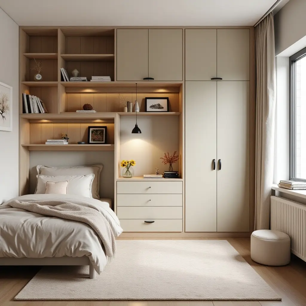 a photo of a multifunctional kids' bedroom with study and play areas