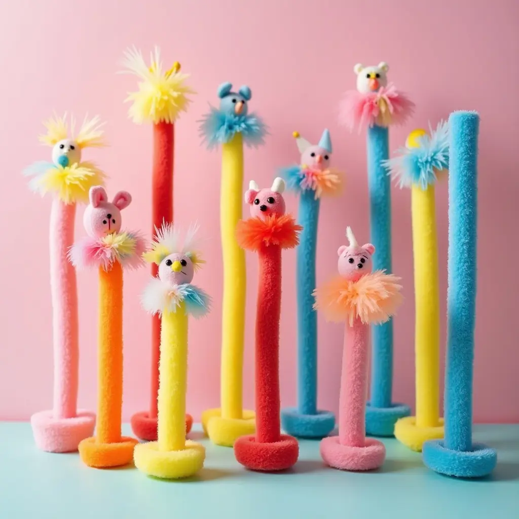 a photo of creative pool noodle decorations in vibrant colors