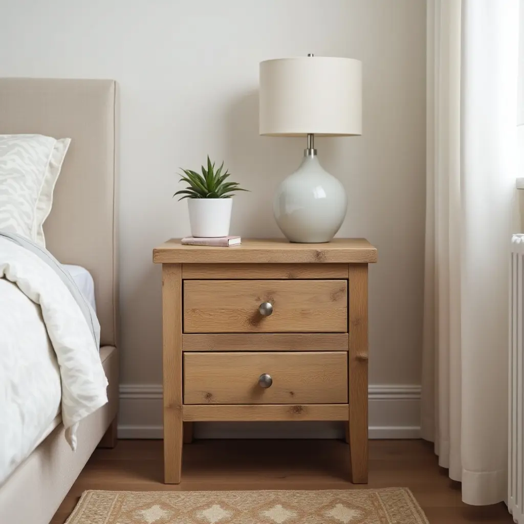 a photo of a bedside table made from reclaimed wood in a child's room