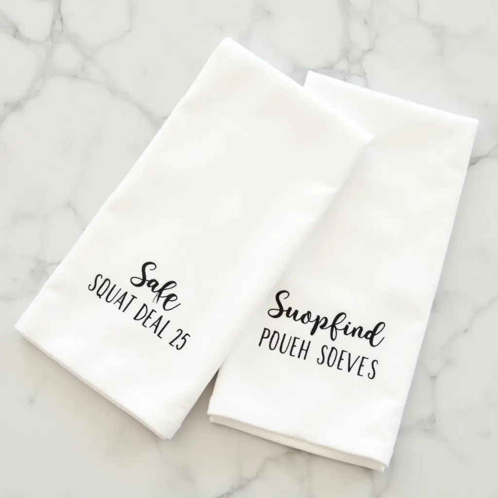 a photo of personalized kitchen towels with embroidery
