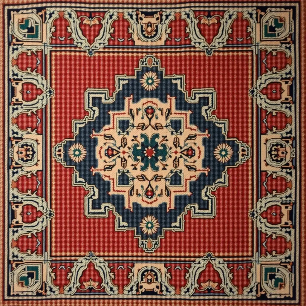 a photo of a vintage-inspired Persian rug with intricate designs
