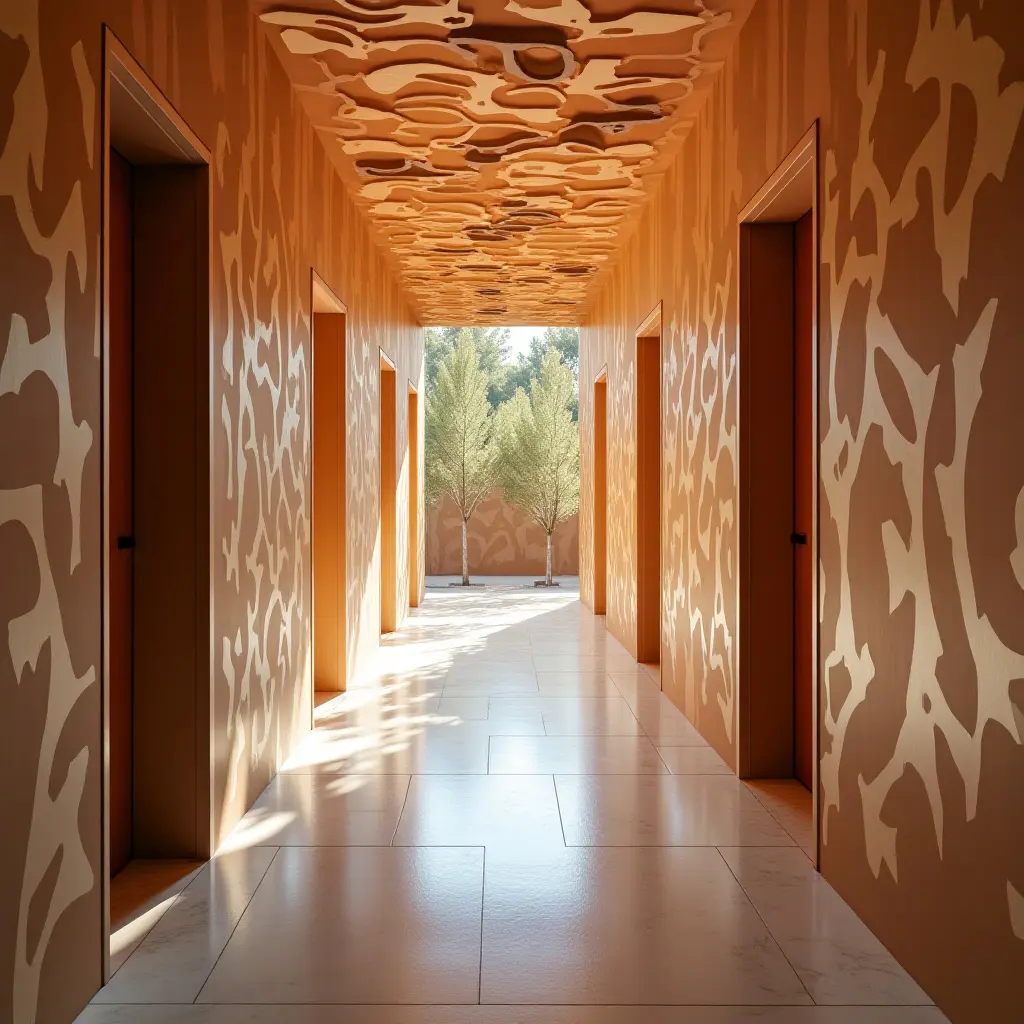 a photo of a corridor featuring a whimsical art installation