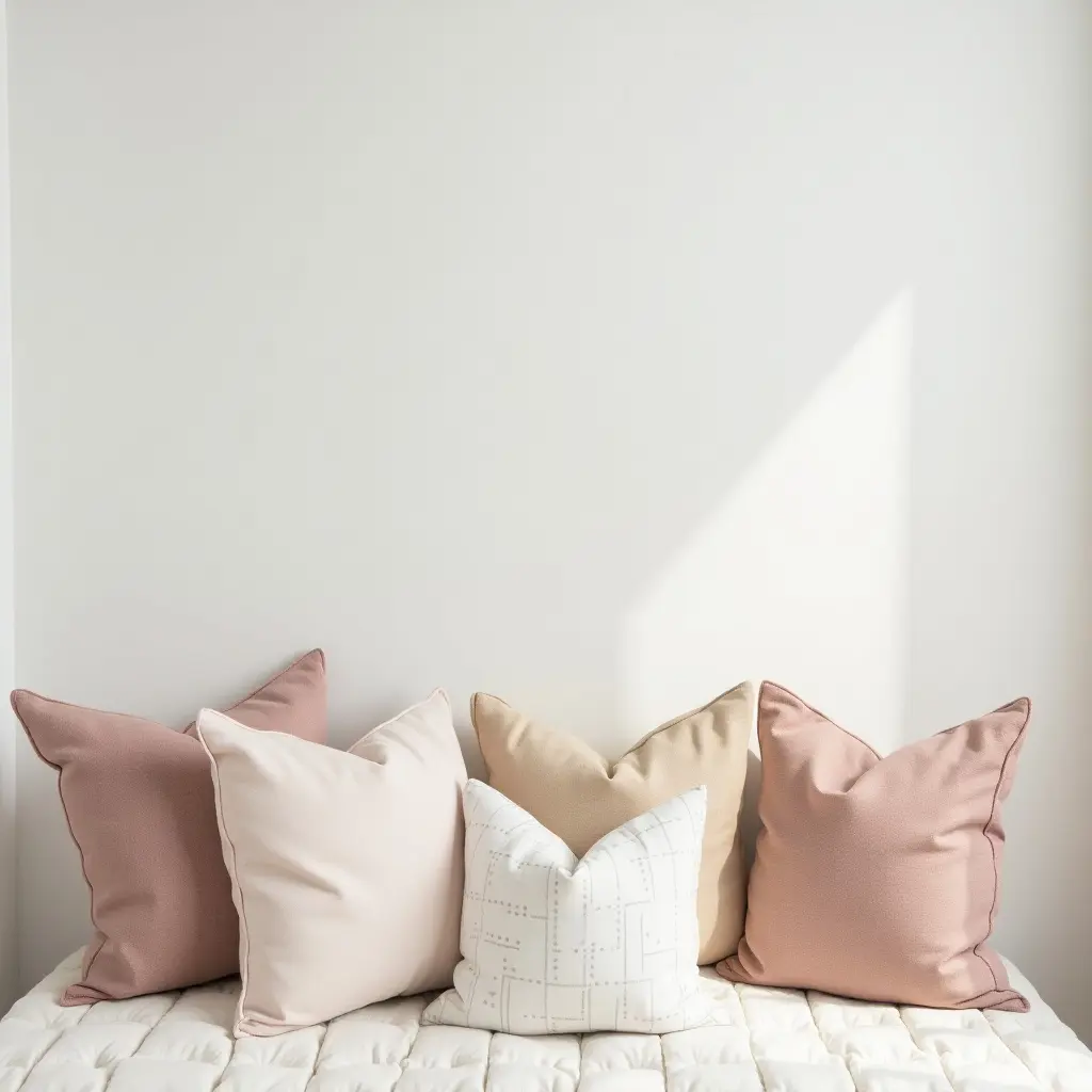 a photo of throw pillows in a minimalist kids' room design