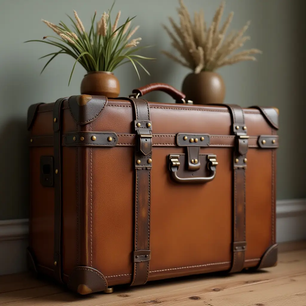 a photo of a vintage suitcase used as a decorative element