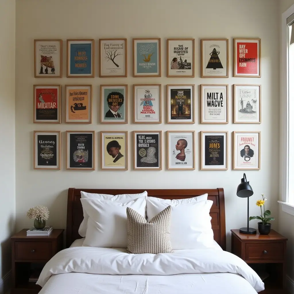 a photo of a literary-themed gallery wall with book covers and quotes in a book-loving teen's room