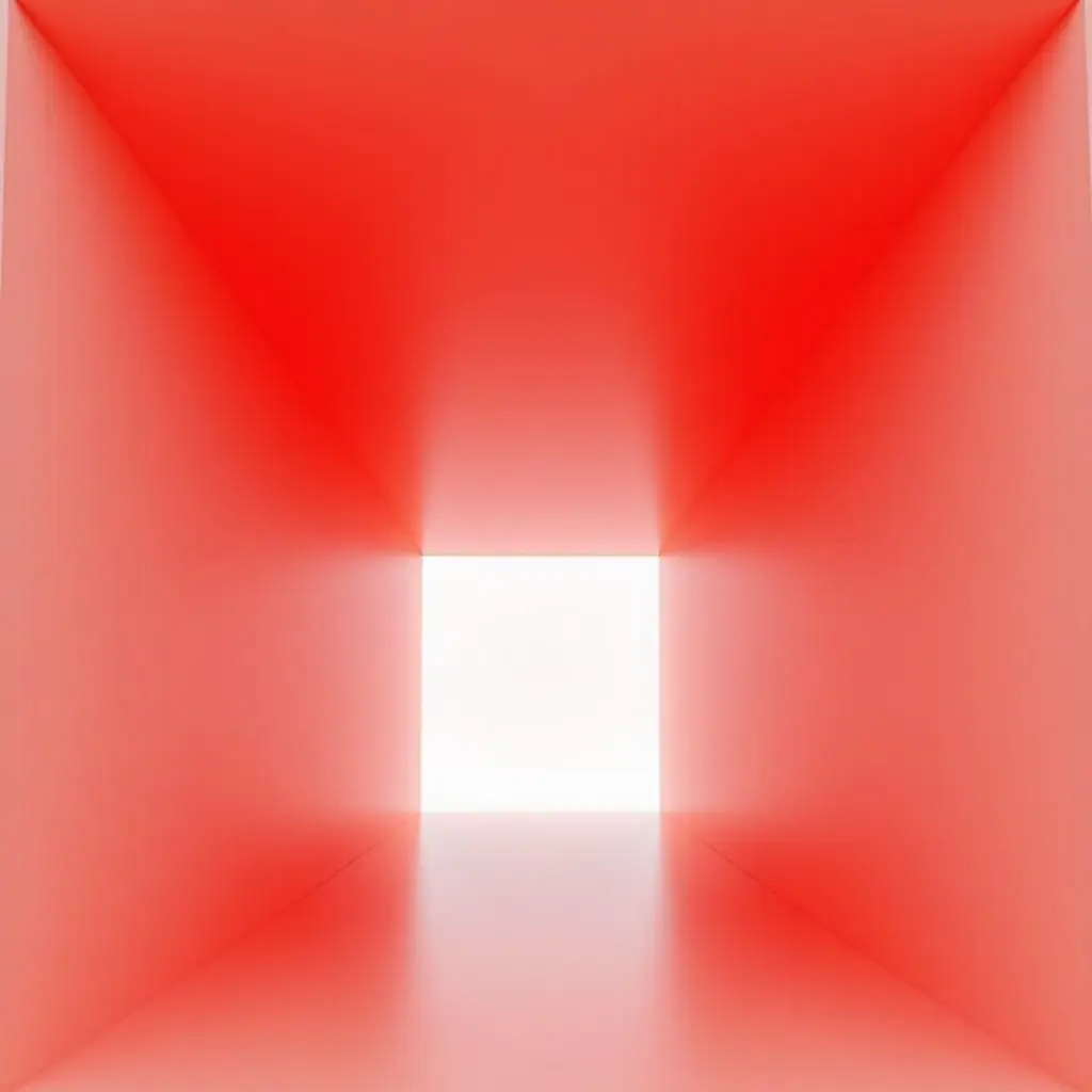 a photo of a striking red and cool white hallway