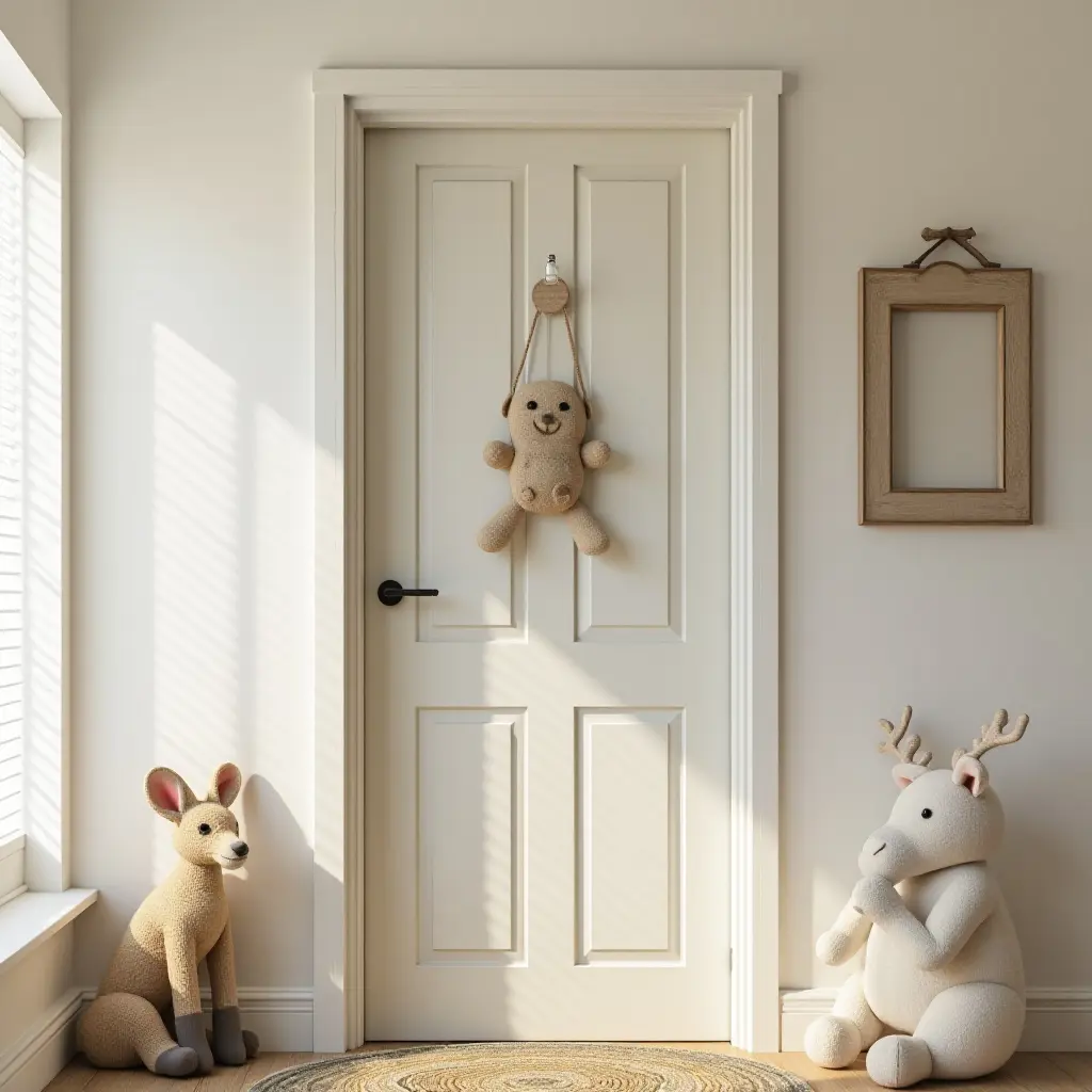 a photo of a whimsical animal-themed door sign for a child's room