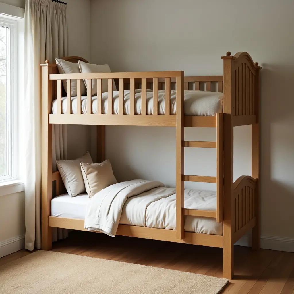 a photo of a cozy, upholstered bunk bed for a warm feel