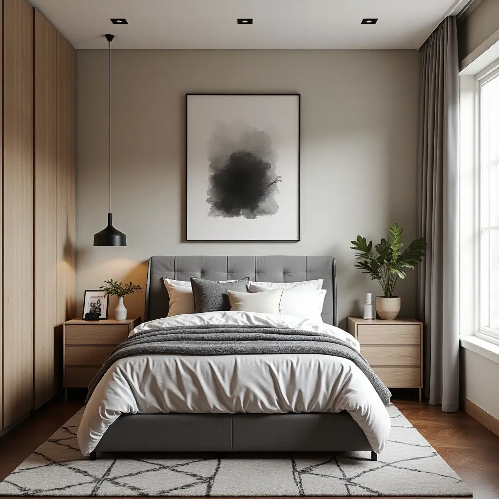 a photo of a fashionable teen bedroom with a mix of patterns and textures