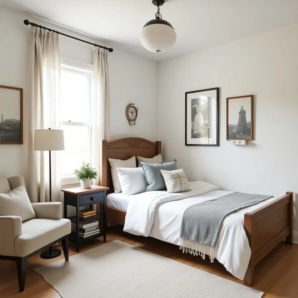 a photo of a teen's bedroom showcasing a mix of vintage and modern farmhouse elements