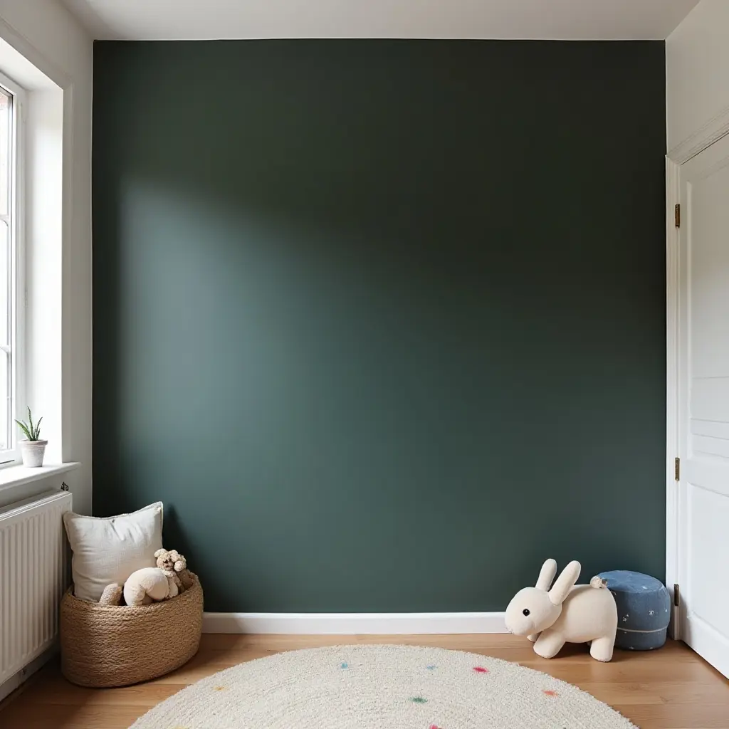 a photo of a DIY chalkboard wall in a children's playroom