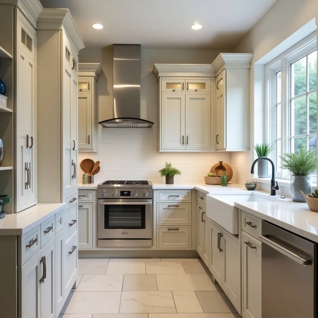 a photo of a butler's pantry with integrated appliances for convenience