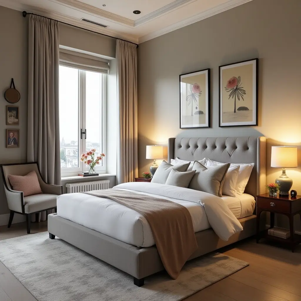 a photo of a sophisticated teenage bedroom with elegant furnishings