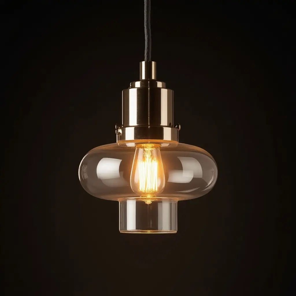 a photo of a unique light fixture made from metal and glass for dramatic effect