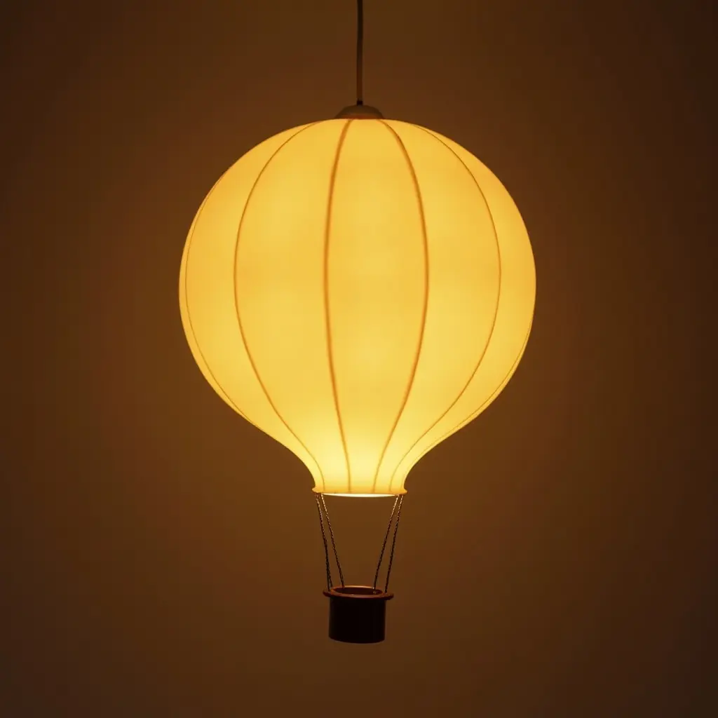 a photo of a playful light fixture resembling a hot air balloon