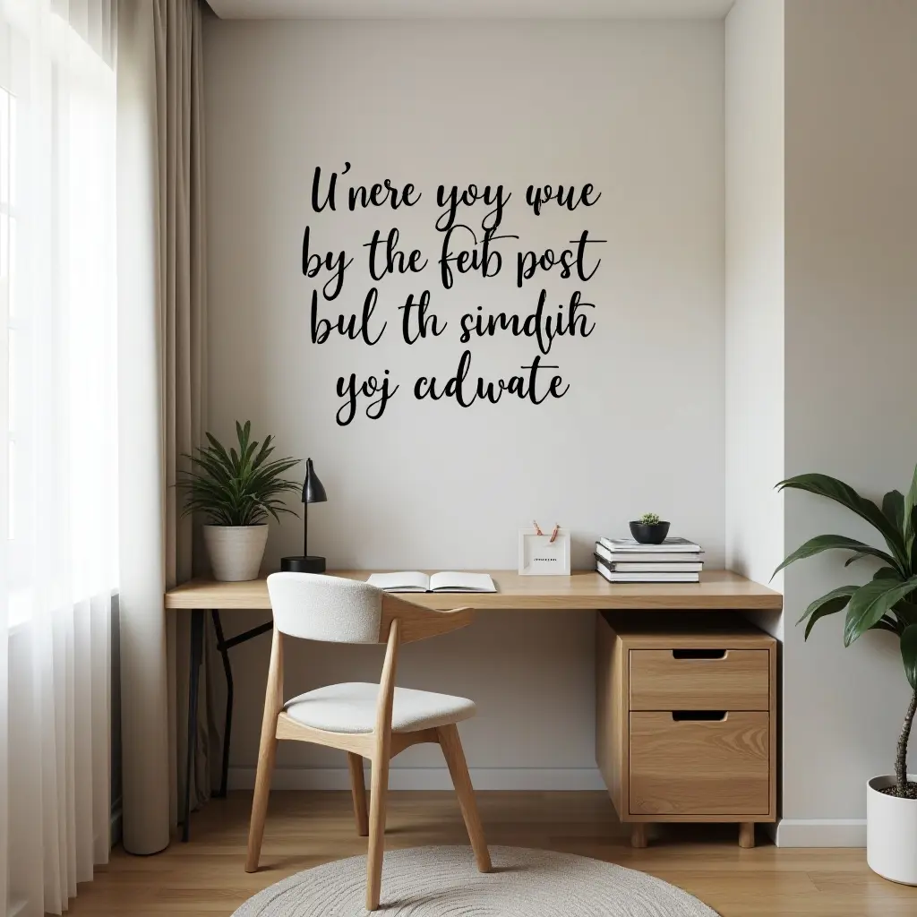 a photo of a study nook with motivational quotes on the wall