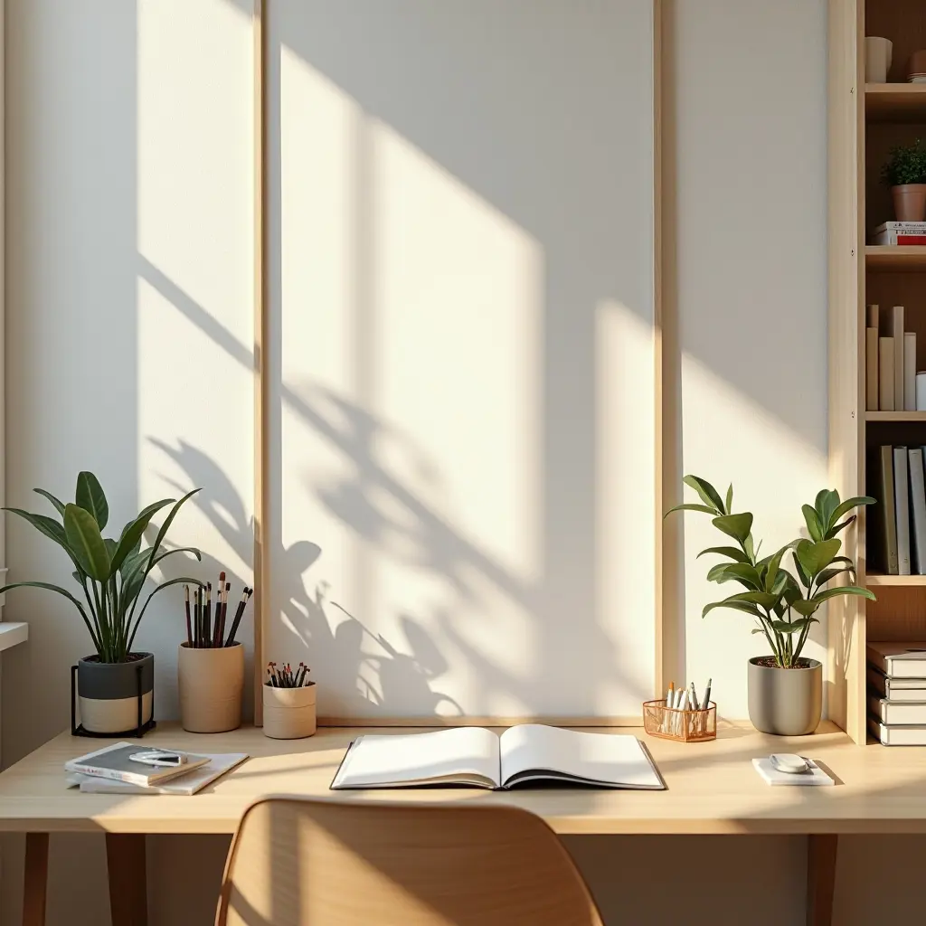a photo of a bright and cheerful study corner with art supplies